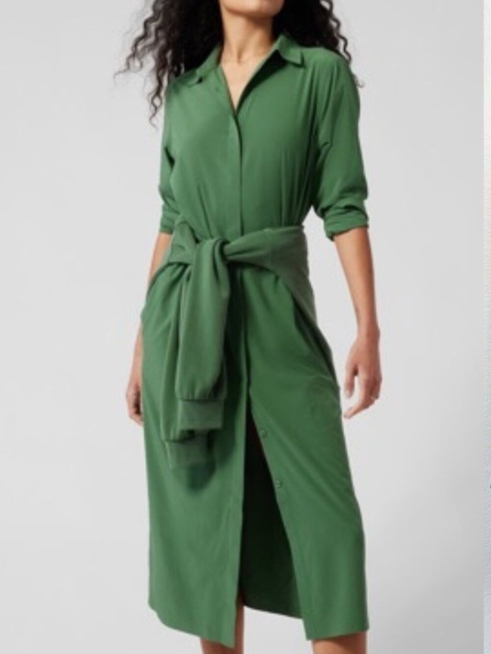 Athleta Urbanite Size L Midi Shirt Dress In Green
